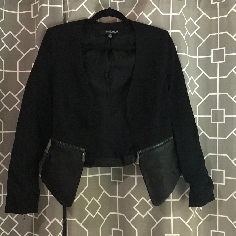 Black jacket with faux leather